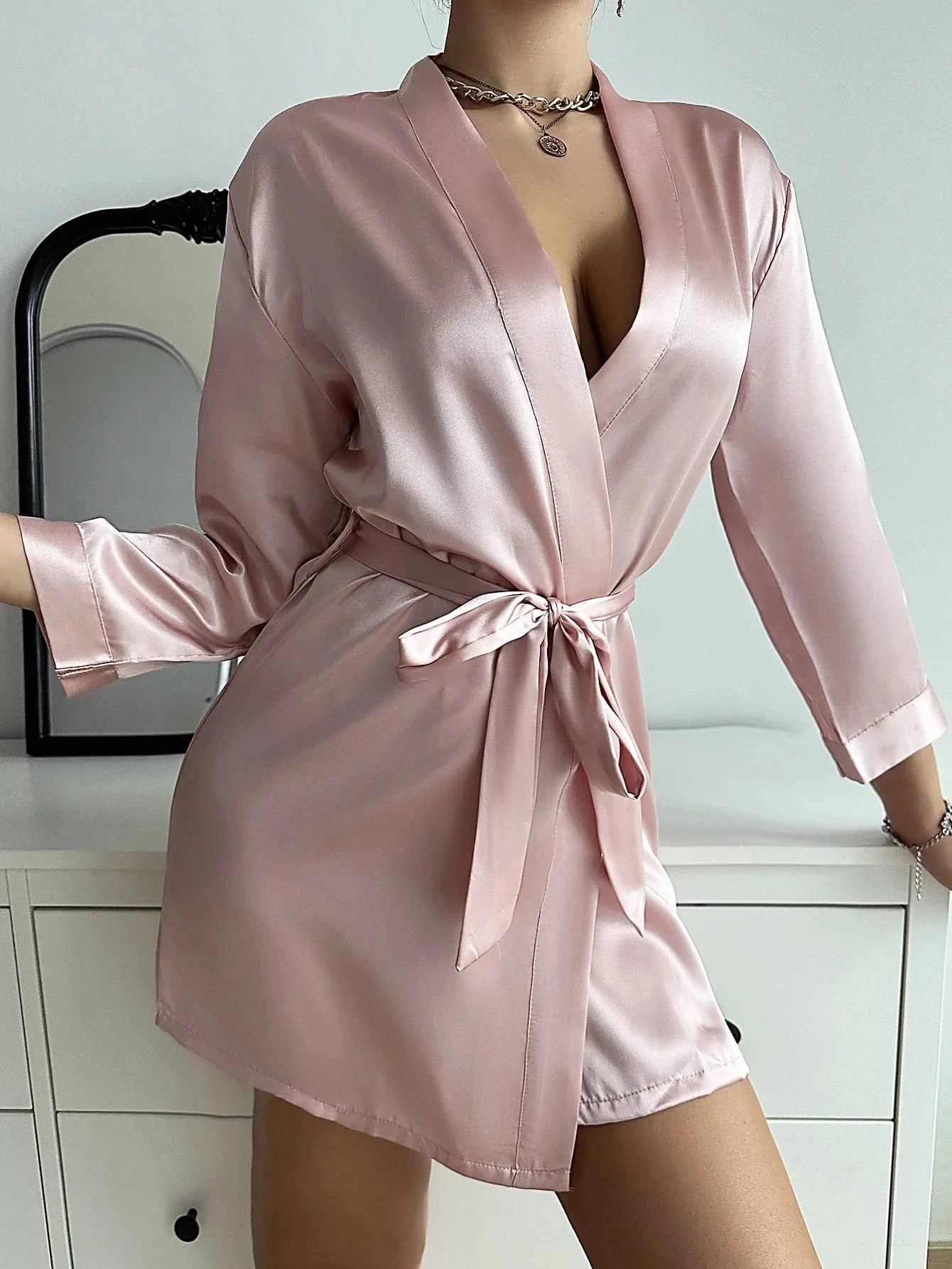 Kimono roze satijn