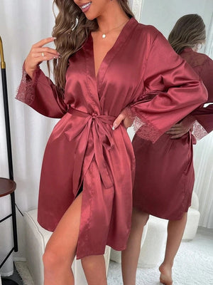 Kimono satijn kant