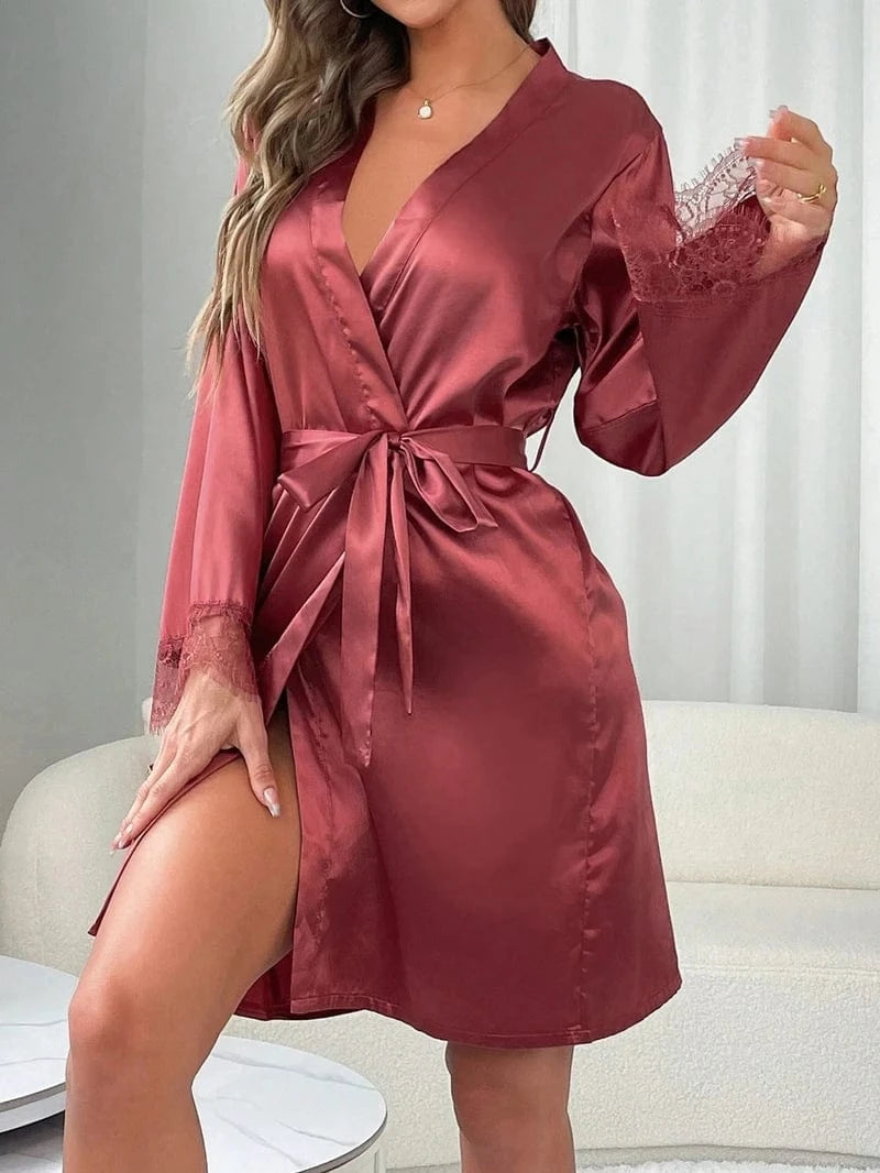 Kimono satijn kant