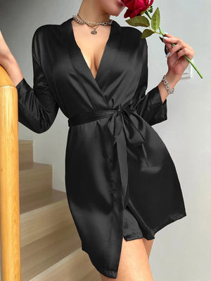 Kimono satijn zwart