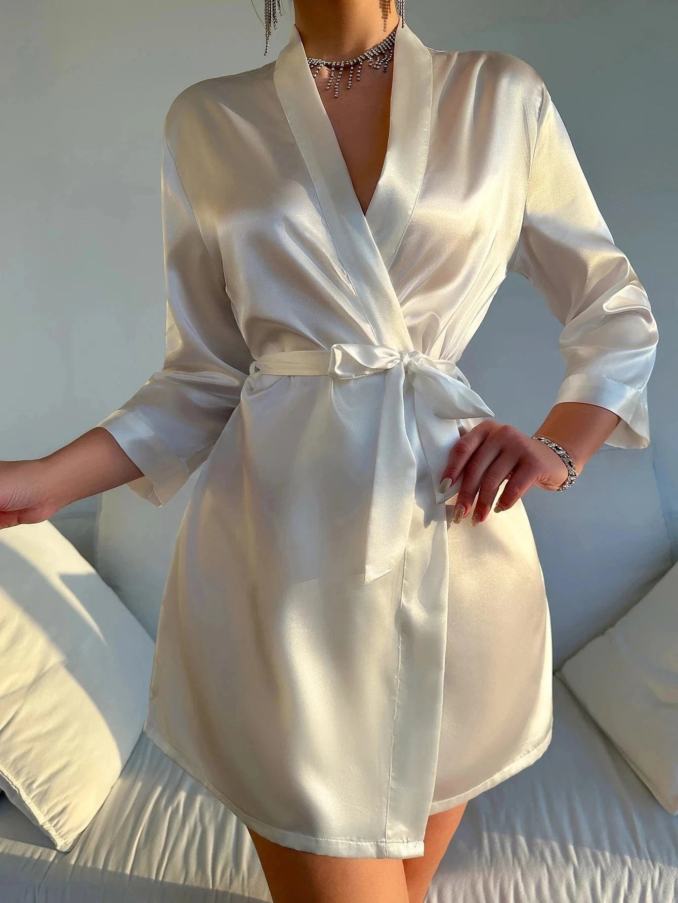 Kimono wit satijn
