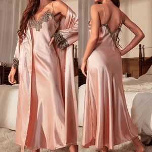 Luxe damesnachtkleding in roze satijn