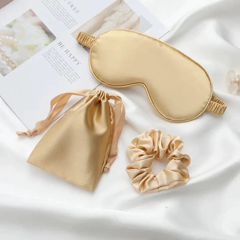 Luxe satijnen slaapmasker-cadeauset – Goud Goud