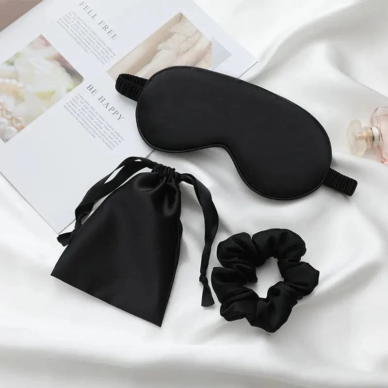 Luxe satijnen slaapmasker-cadeauset – Zwart Zwart