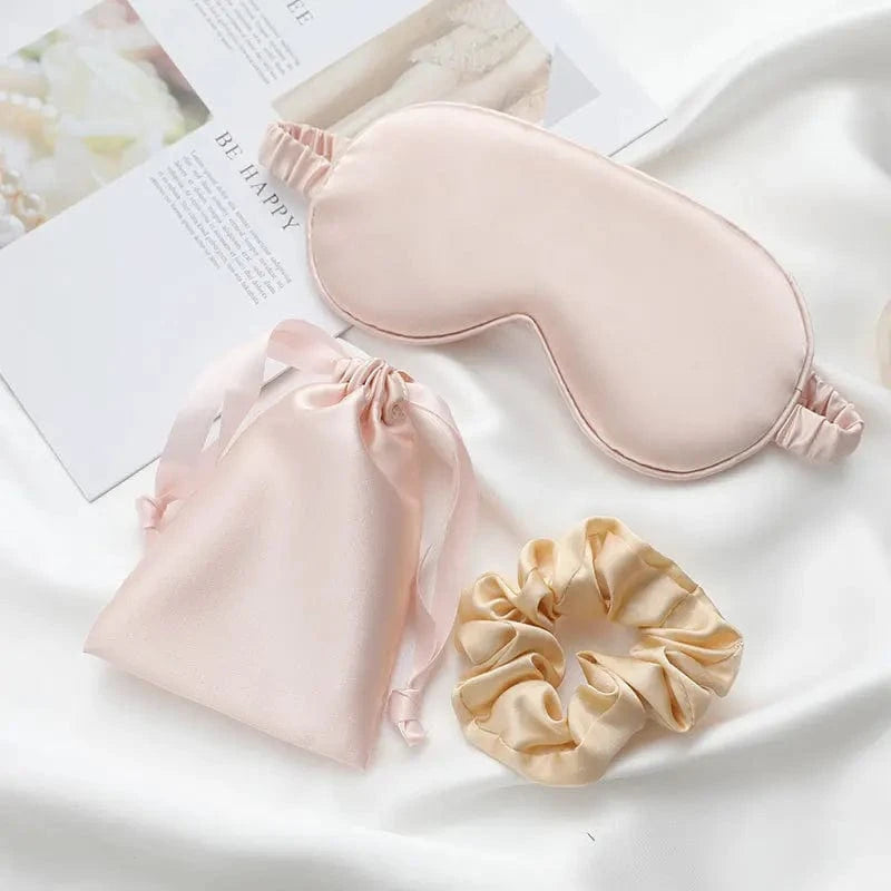Luxe satijnen sleepmasker-cadeauset – Champagne Champagne