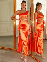 Oranje satijnen jurk Oranje / XS