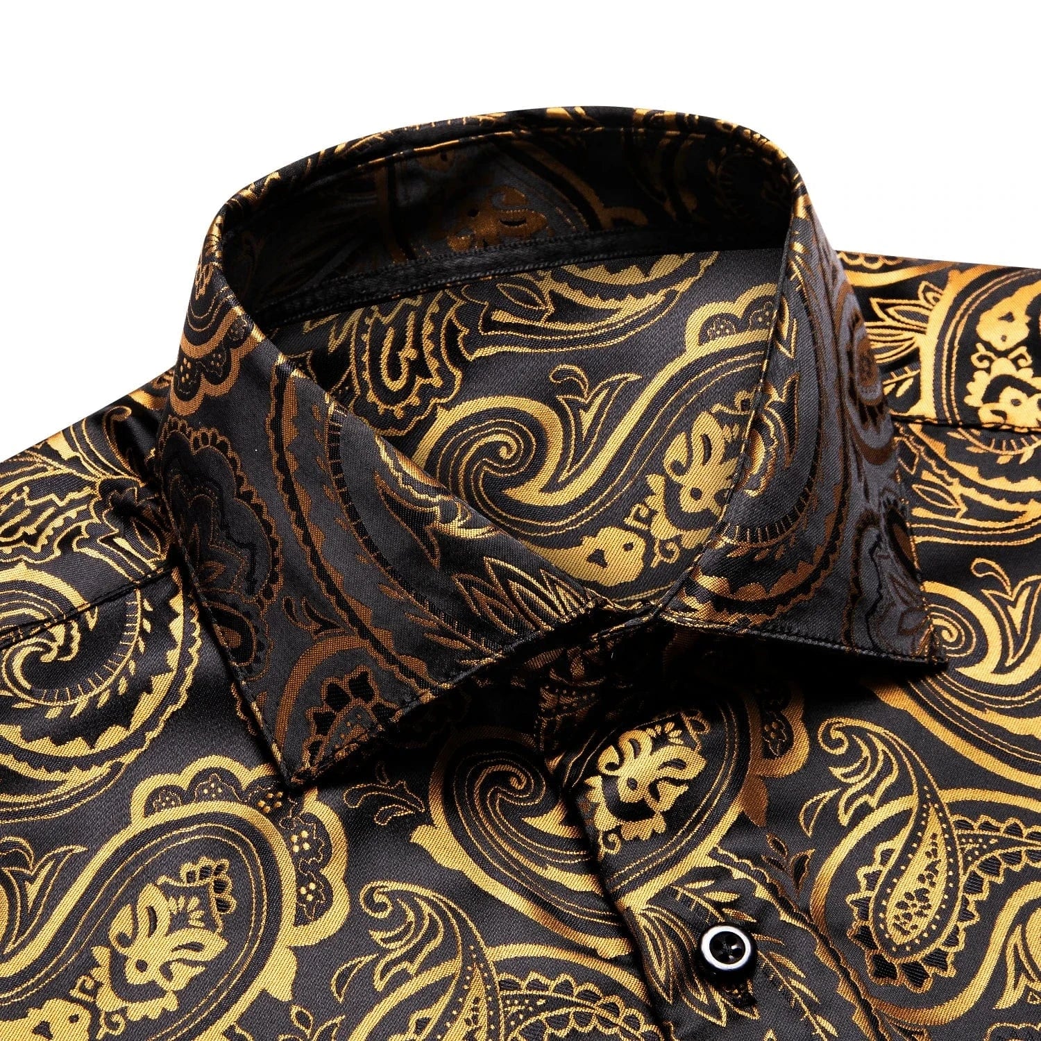Paisley satijn overhemden Geel-zwart / S