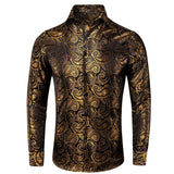 Paisley satijn overhemden Geel-zwart / S