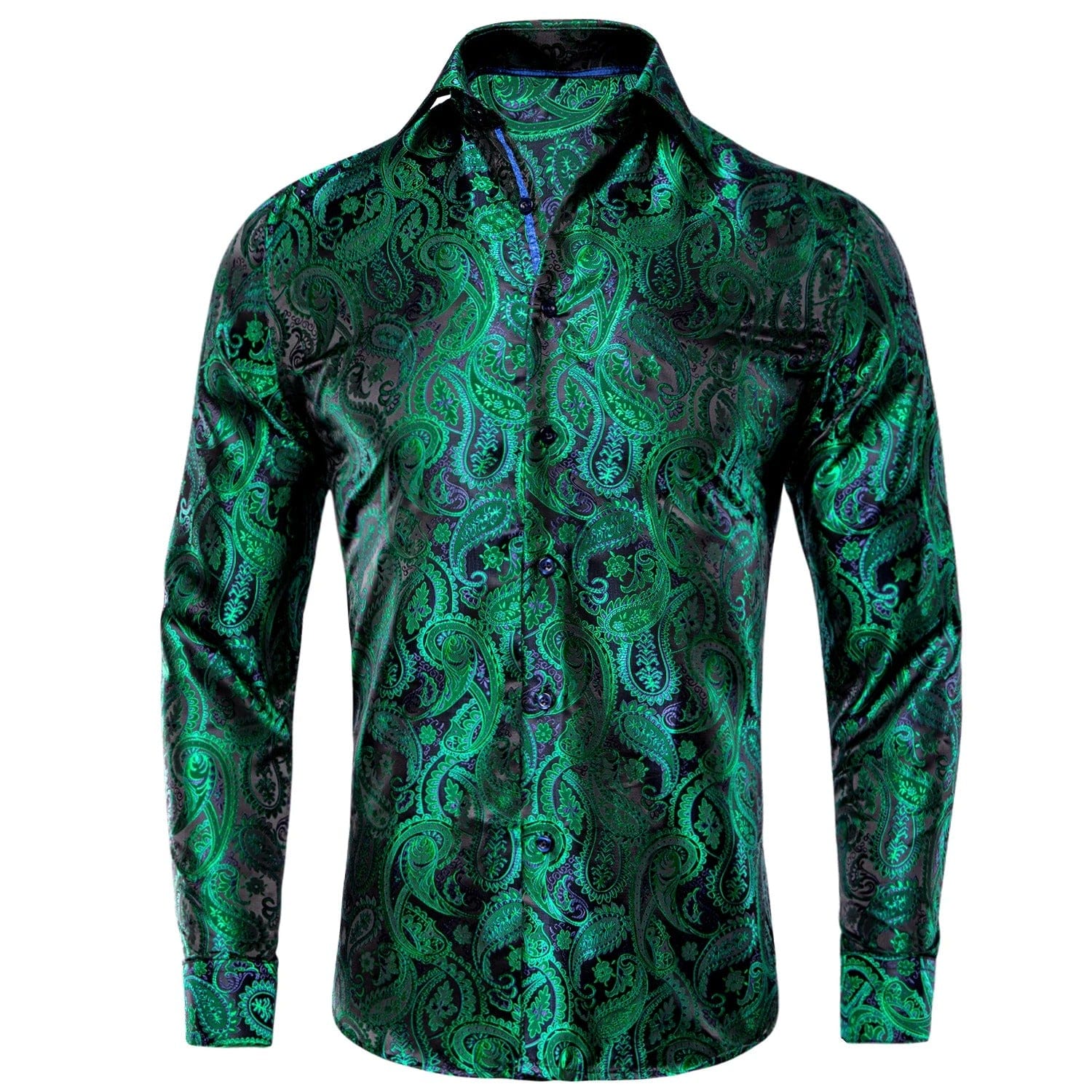 Paisley satijn overhemden Groen / S