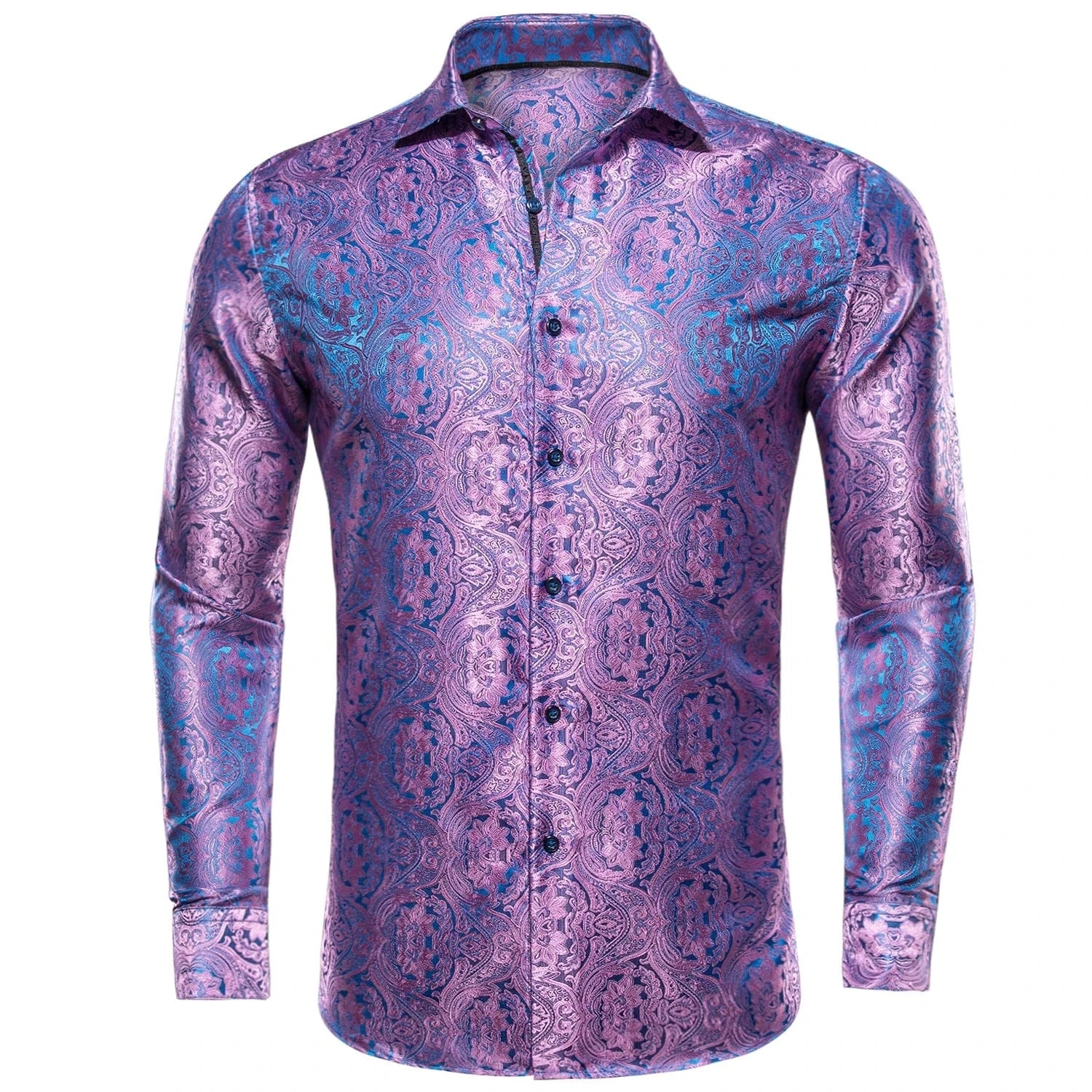 Paisley satijn overhemden Lichtpaars / S