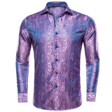 Paisley satijn overhemden Lichtpaars / S
