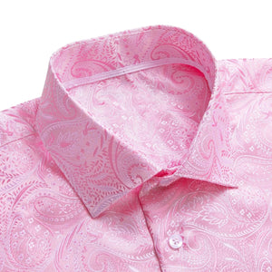 Paisley satijn overhemden Lichtroze / S