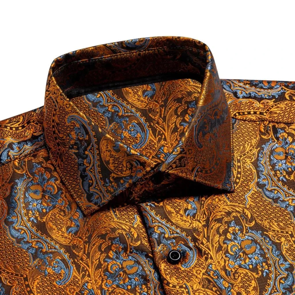 Paisley satijn overhemden Oranje / S