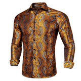 Paisley satijn overhemden Oranje / S
