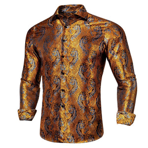 Paisley satijn overhemden Oranje / S