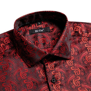 Paisley satijn overhemden Rood / S