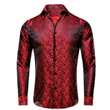Paisley satijn overhemden Rood / S