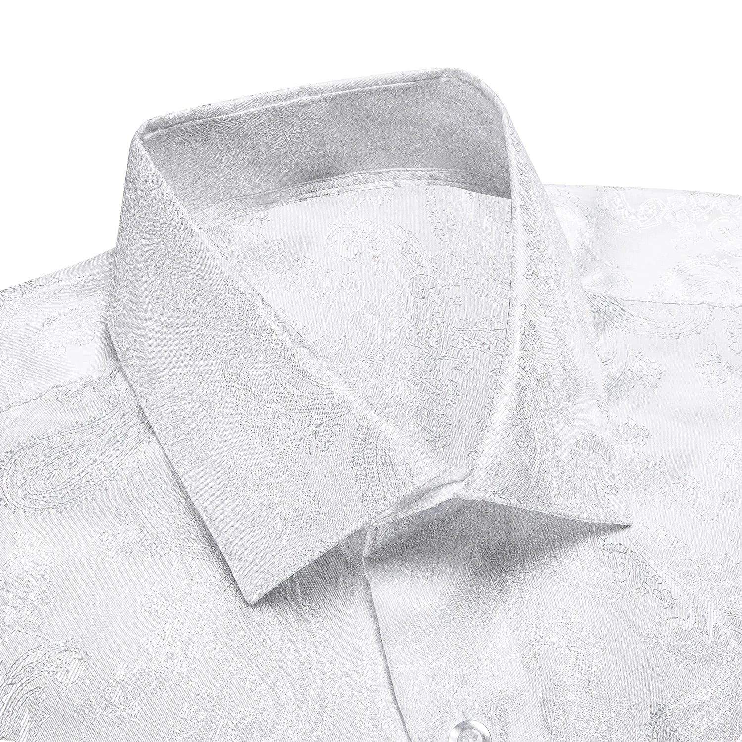 Paisley satijn overhemden wit / S