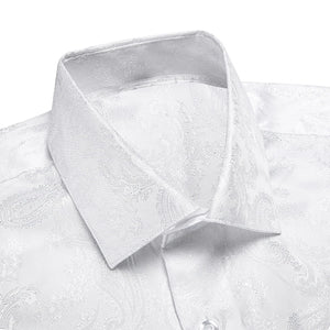Paisley satijn overhemden wit / S