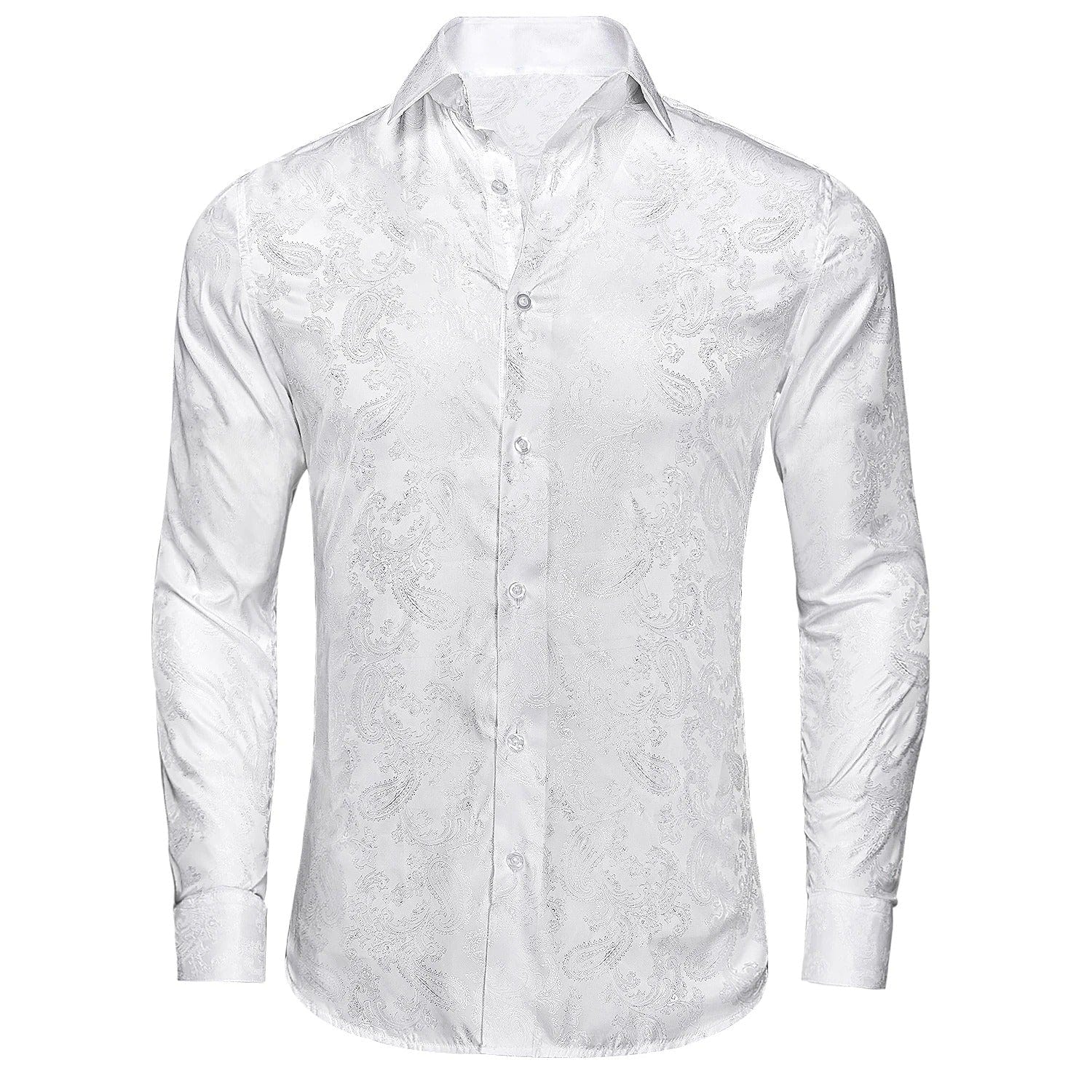 Paisley satijn overhemden wit / S
