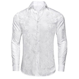 Paisley satijn overhemden wit / S