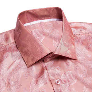 Paisley satijn overhemden Zalmroze / S