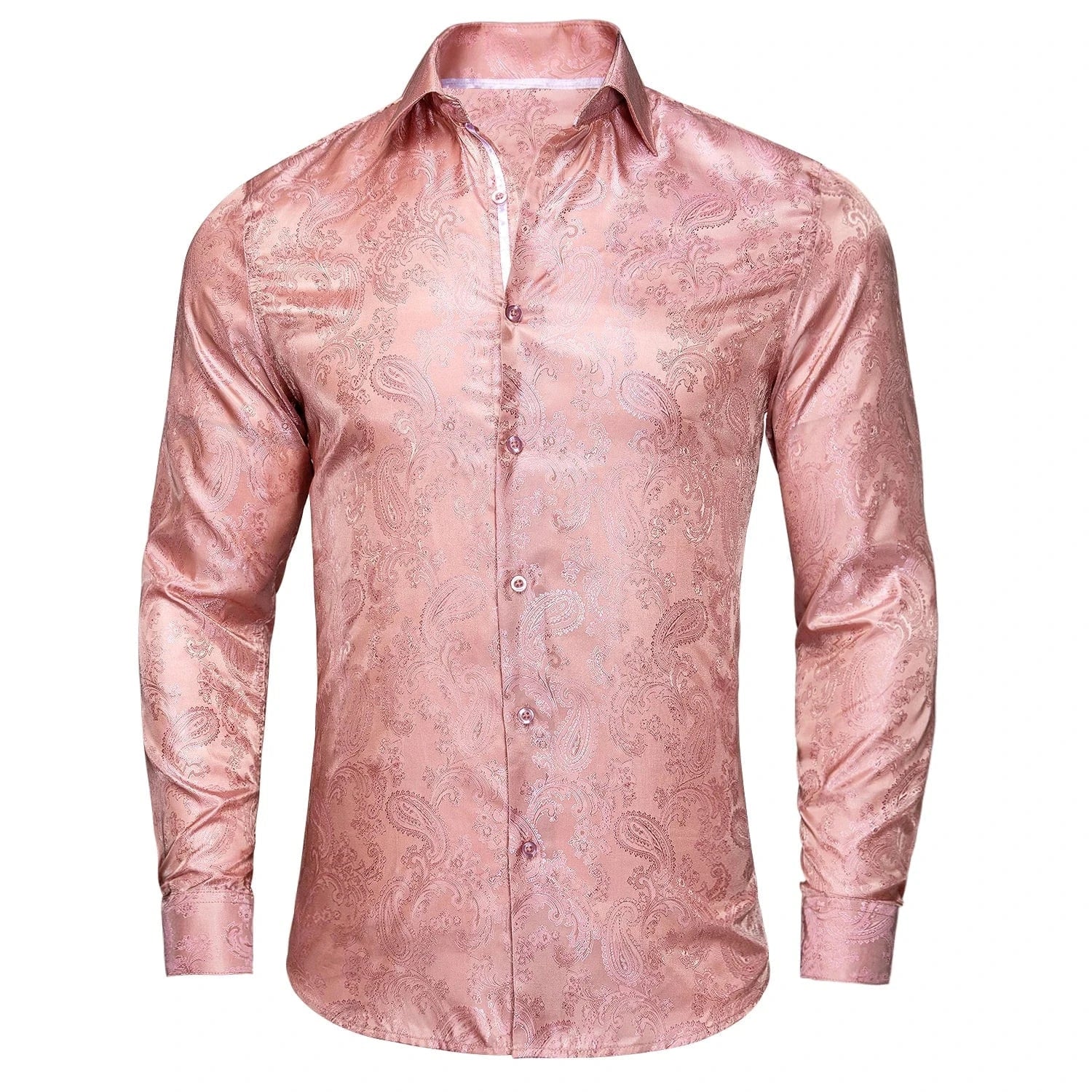 Paisley satijn overhemden Zalmroze / S