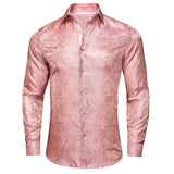 Paisley satijn overhemden Zalmroze / S