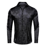 Paisley satijn overhemden Zwart / S