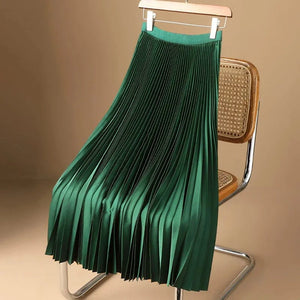 Plisse rok satijn Groen / XL