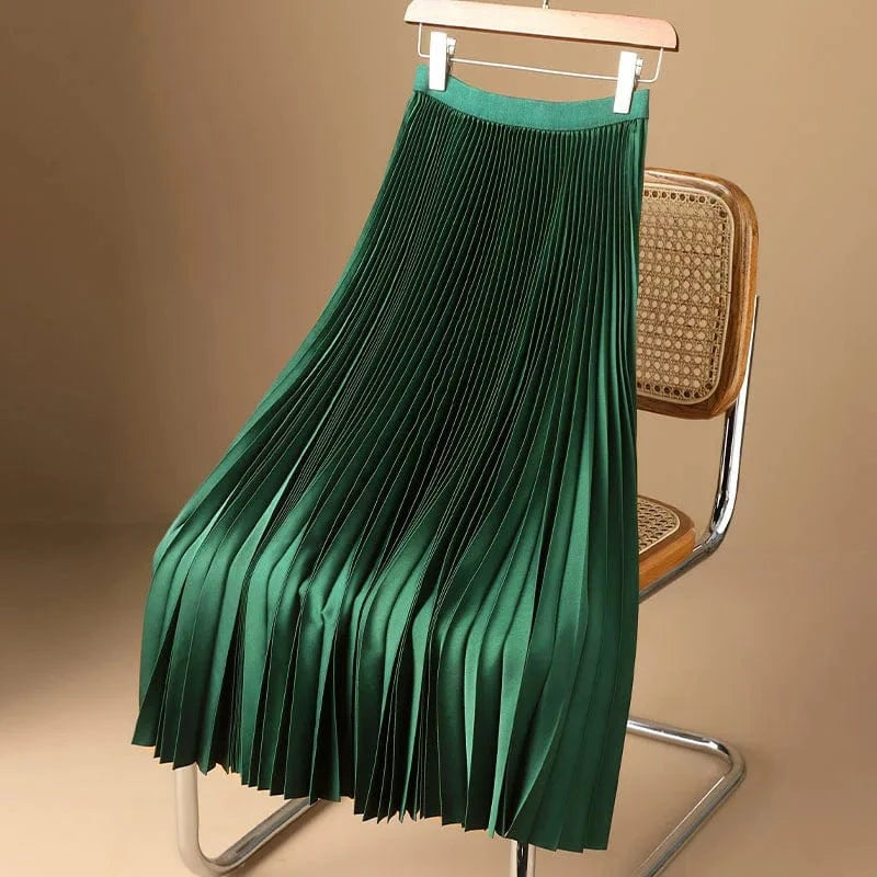Plisse rok satijn Groen / XL
