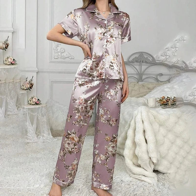Pyjama satijn vrouw Paars / S