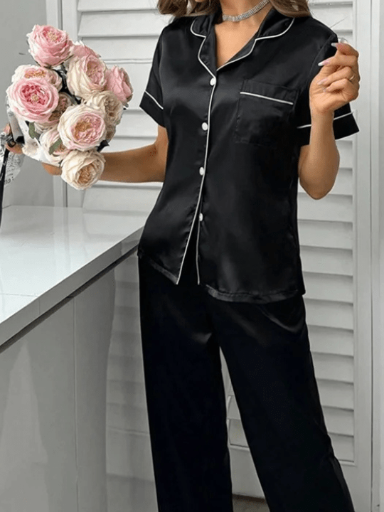 Pyjama satijn zwart