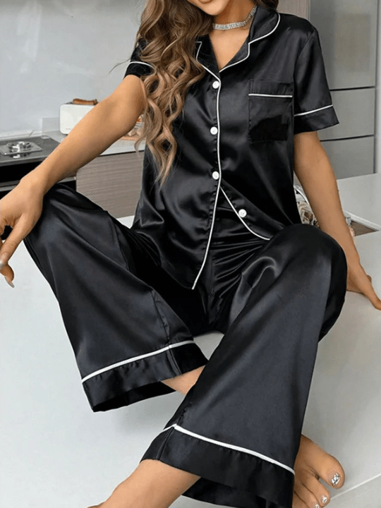 Pyjama satijn zwart