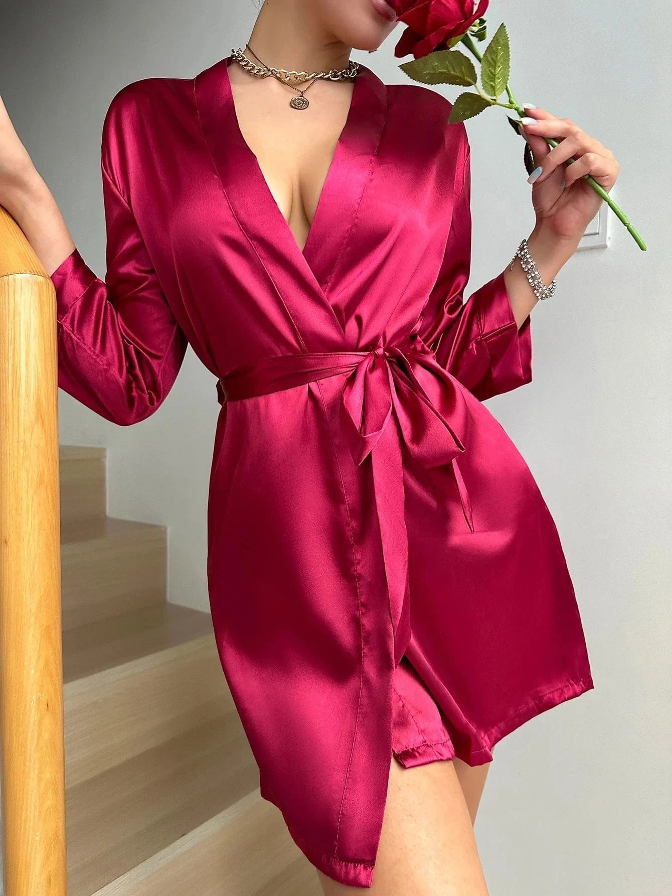 Rode kimono satijn