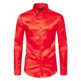 Rood satijnen heren overhemd Rood / S