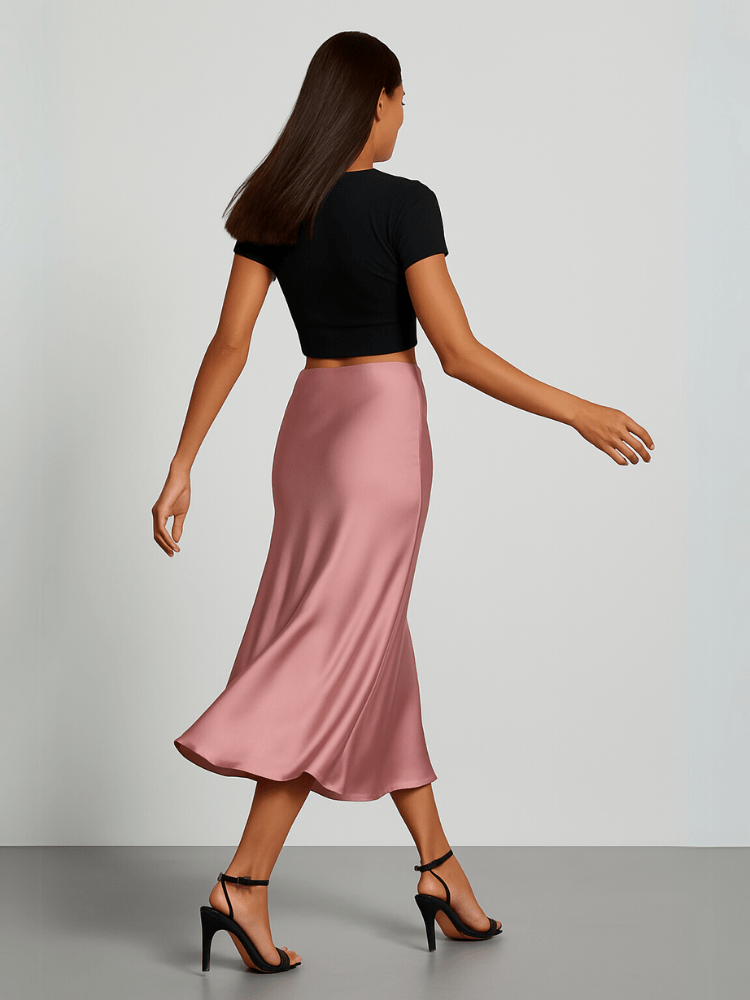 Rosé satijnen rok