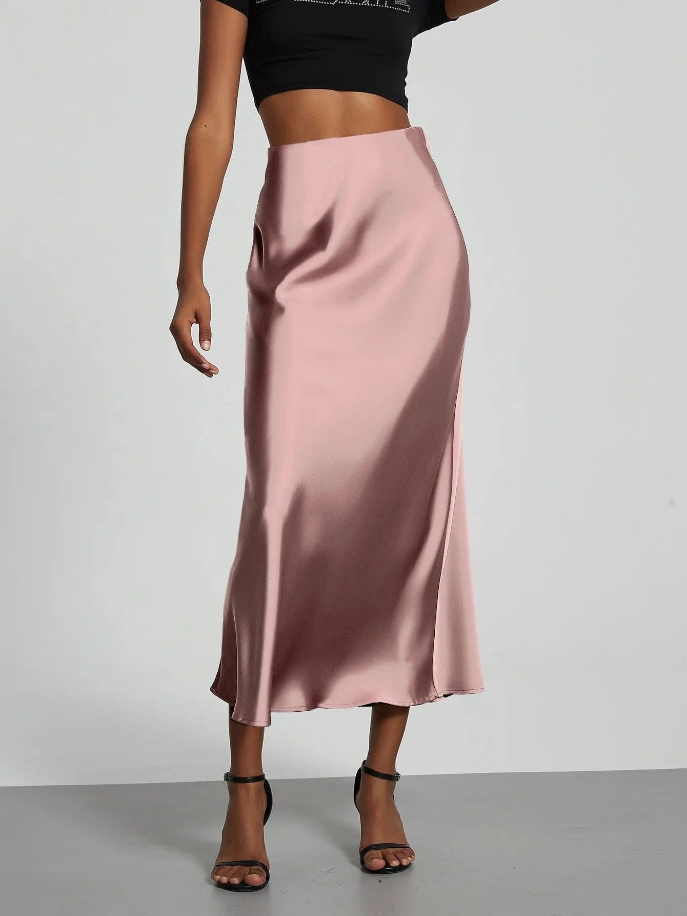 Rosé satijnen rok Roze / XS