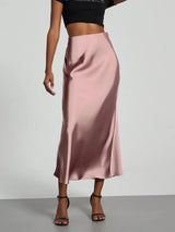 Rosé satijnen rok Roze / XS