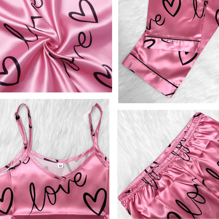 Roze satijnen pyjama set