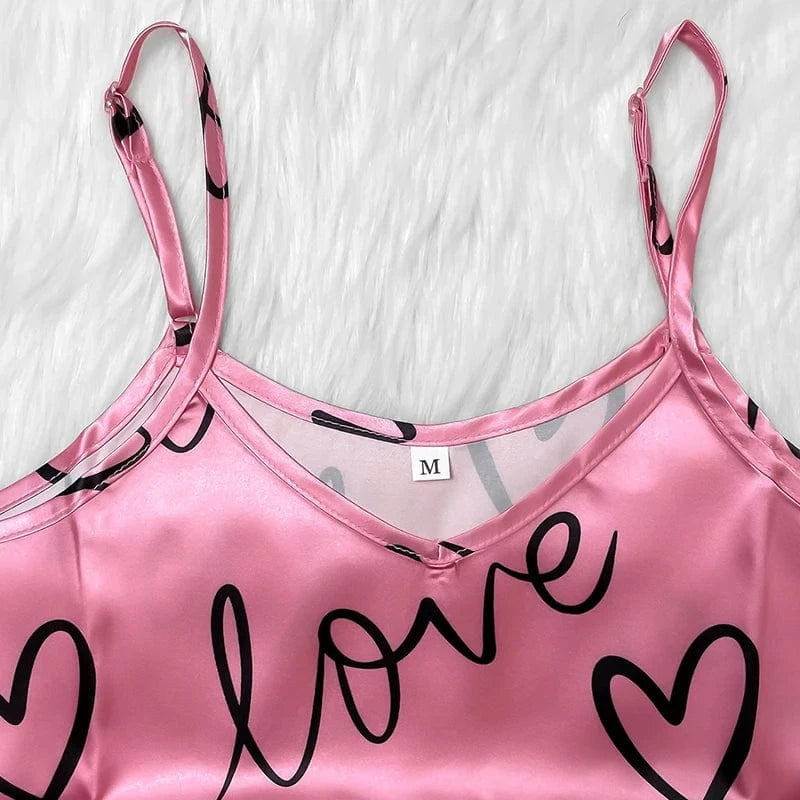 Roze satijnen pyjama set