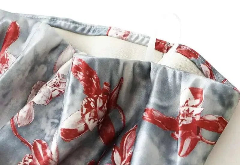 Satijn rok met bloemenprint