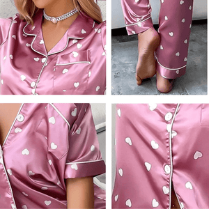 Satijn zijde pyjama roze