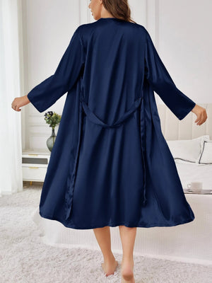 Satijnen badjas blauw