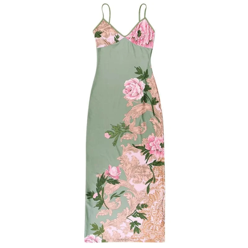 Satijnen bloemen jurk