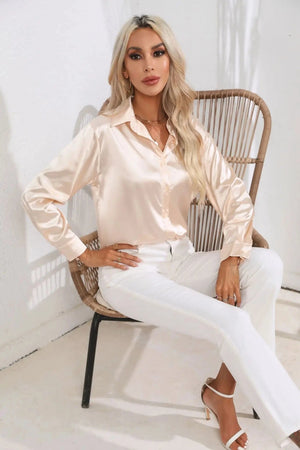 Satijnen blouse champagne
