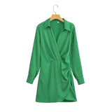Satijnen blousejurk S / Groen