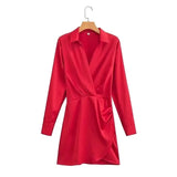 Satijnen blousejurk S / Rood