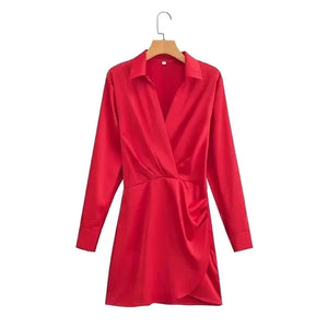 Satijnen blousejurk S / Rood