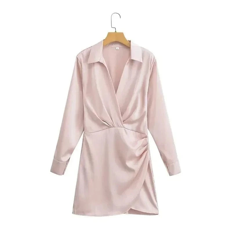 Satijnen blousejurk S / Roze